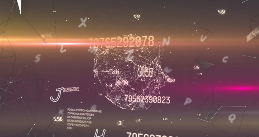 Abstract Digital Data Flow with Floating Letters