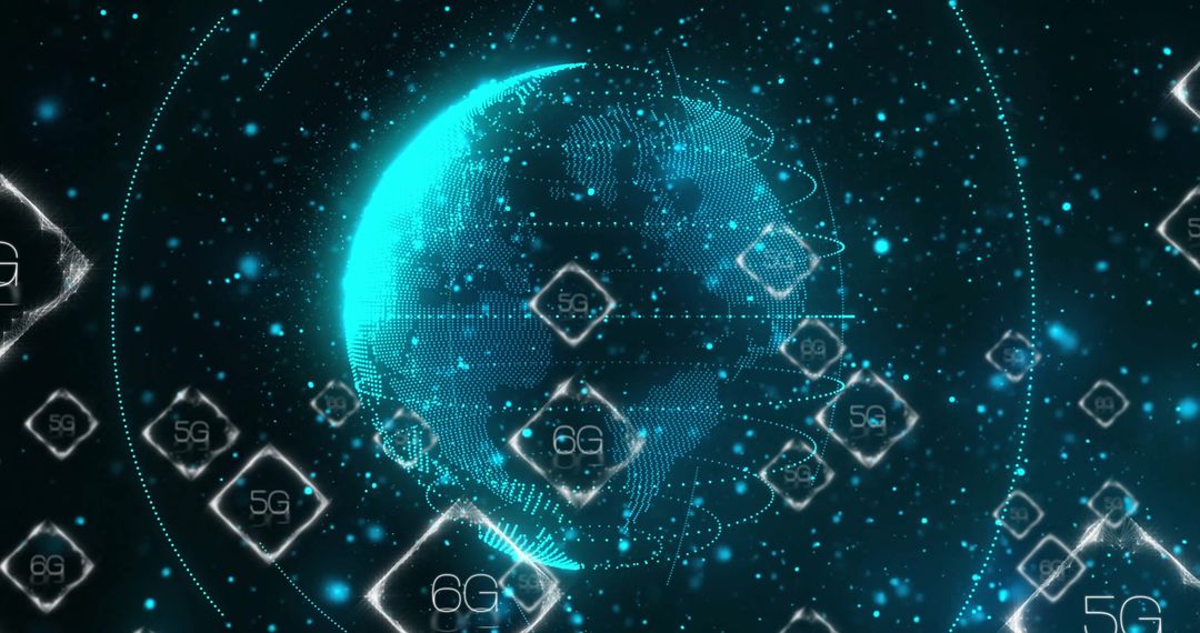 Futuristic Digital 6G Globe with Network Interface