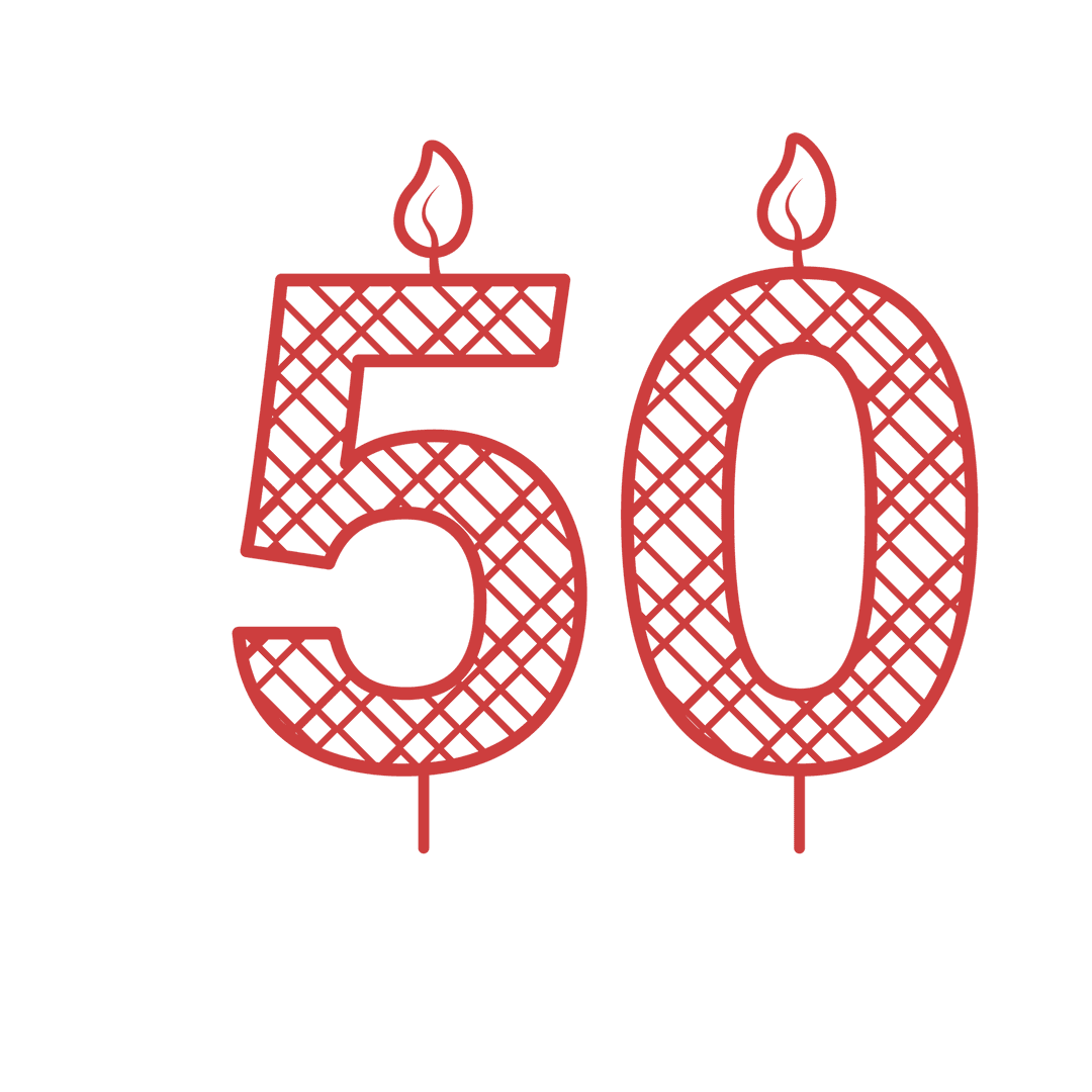 Transparent Red Patterned 50th Birthday Candle Illustration