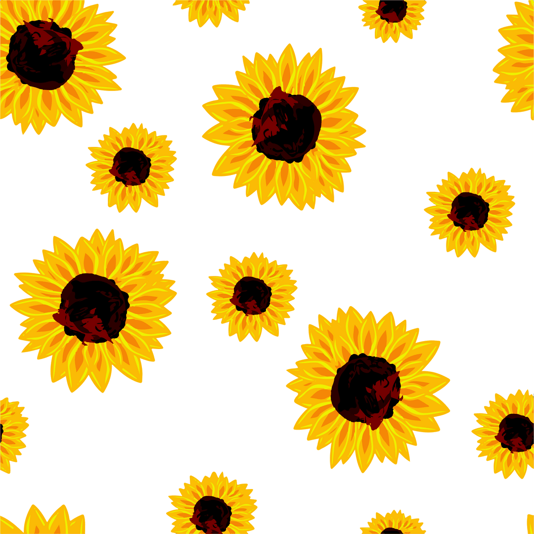 Seamless Pattern of Yellow Sunflowers on Transparent Background