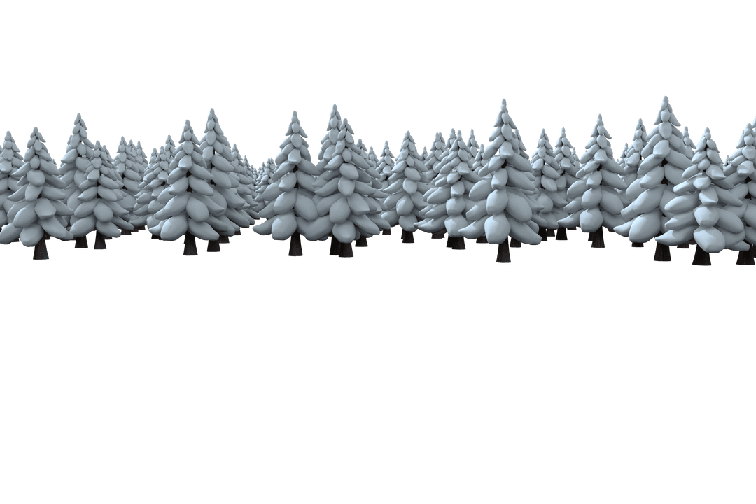 Winter Snow-Covered Fir Trees on Transparent Background