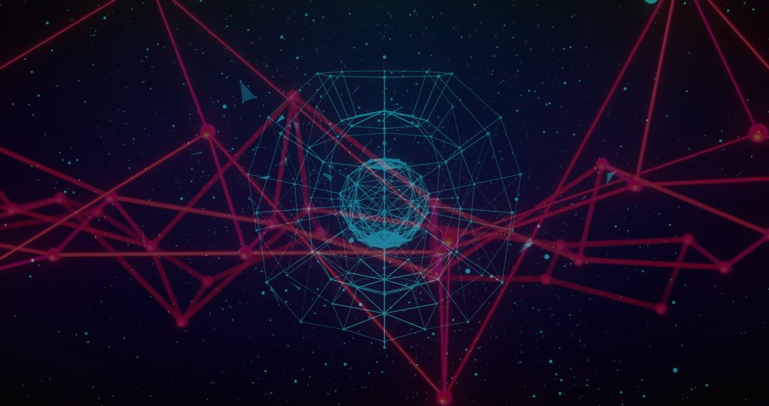 Abstract Futuristic Digital Network with Wireframe Sphere