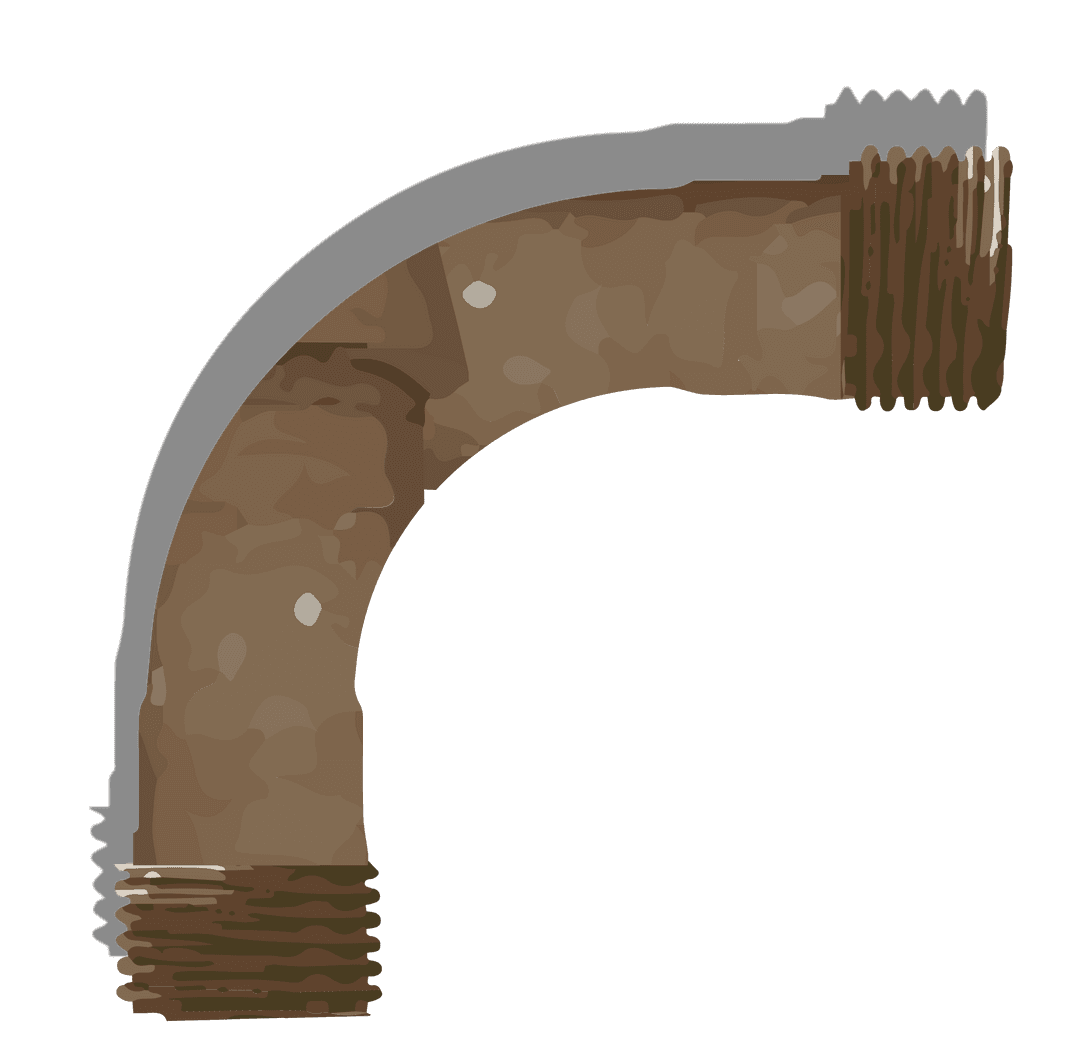 Transparent Curved Metallic Elbow Pipe with Threaded Ends