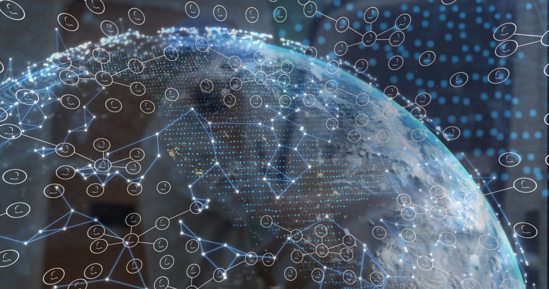 Digital Network Connections Overlay on Globe