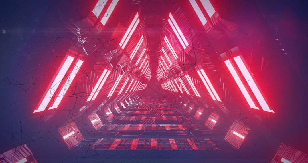 Futuristic Neon Tunnel with Digital Connections