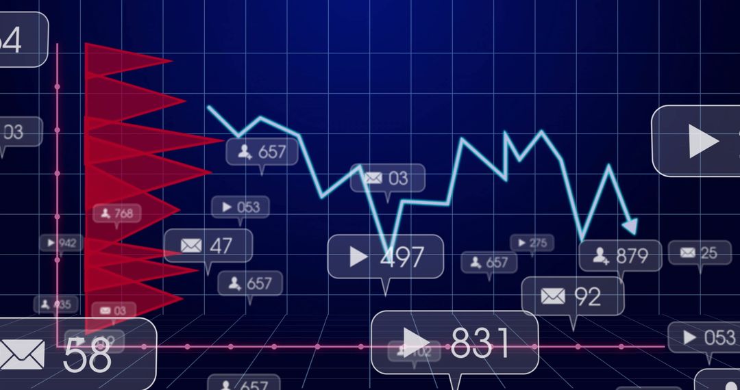 Fluctuating Line Graph on Dark Tech Interface