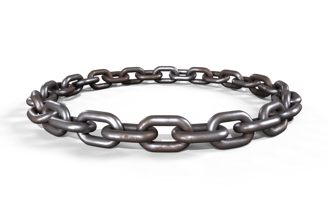 Circular Rusty Chain on Transparent Background