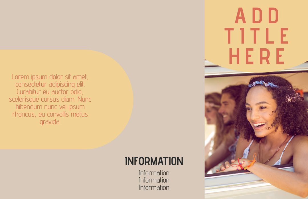 Joyful Woman With Headphones Promoting Services or Events With Energy