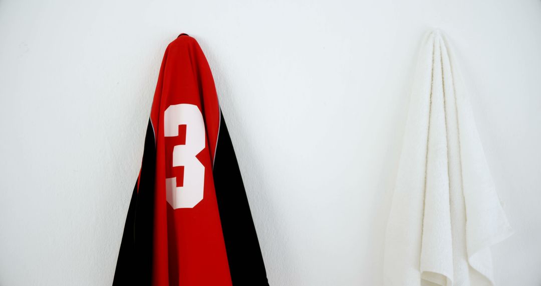 Close-up of jersey hanging against white background 4k - Free Images, Stock Photos and Pictures on Pikwizard.com