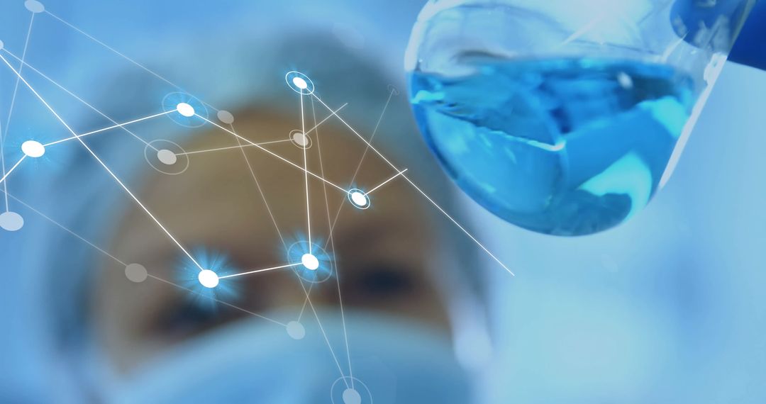 African American Scientist Examining Chemical Liquid in Laboratory, Digital Display