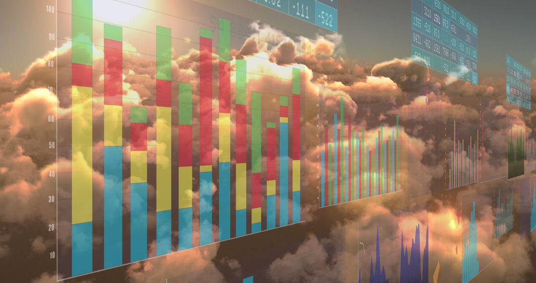 Digital Financial Data Visualizations Above Cloud Layer