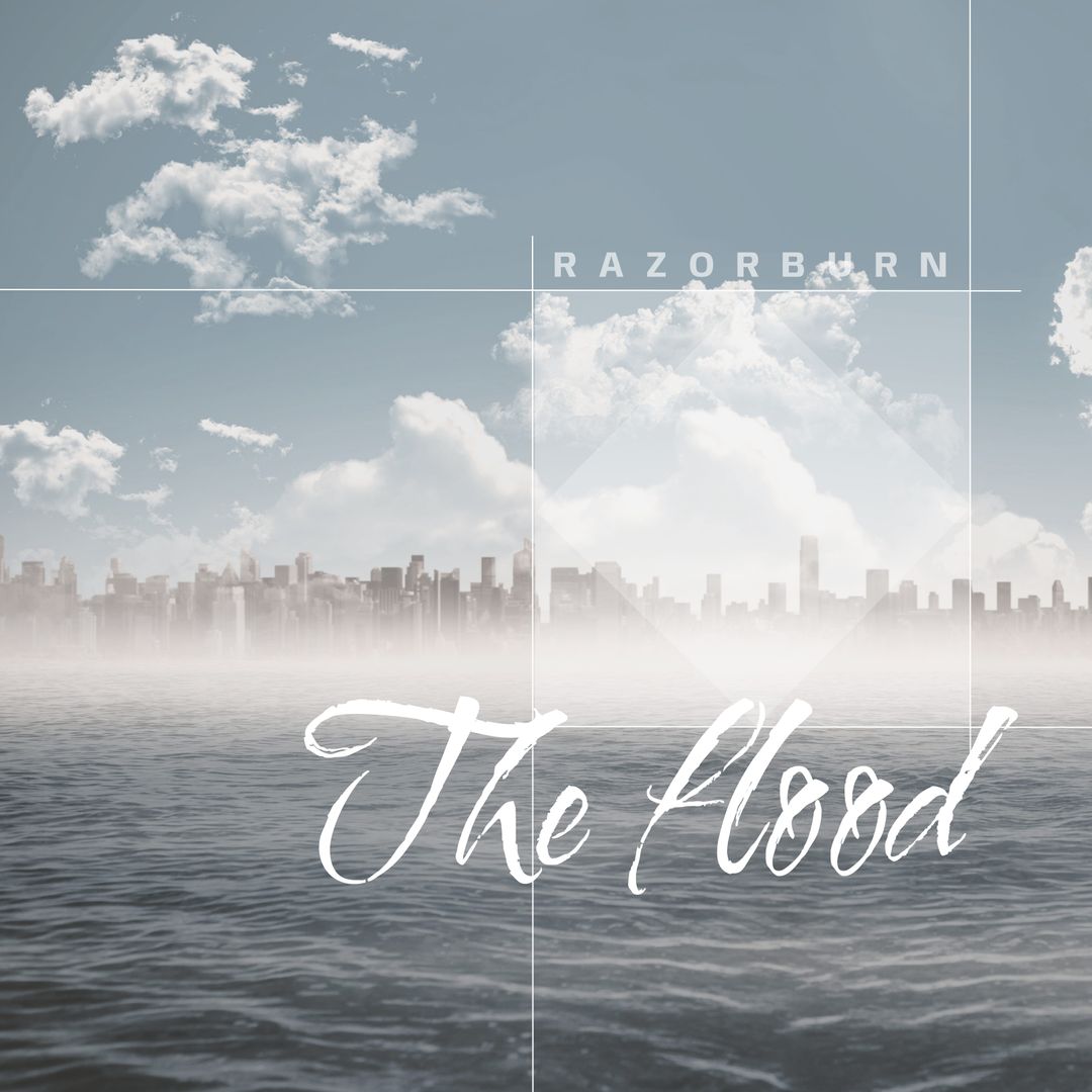 Modern Cityscape Overlaid with Ocean and Skyline, Album Cover Concept