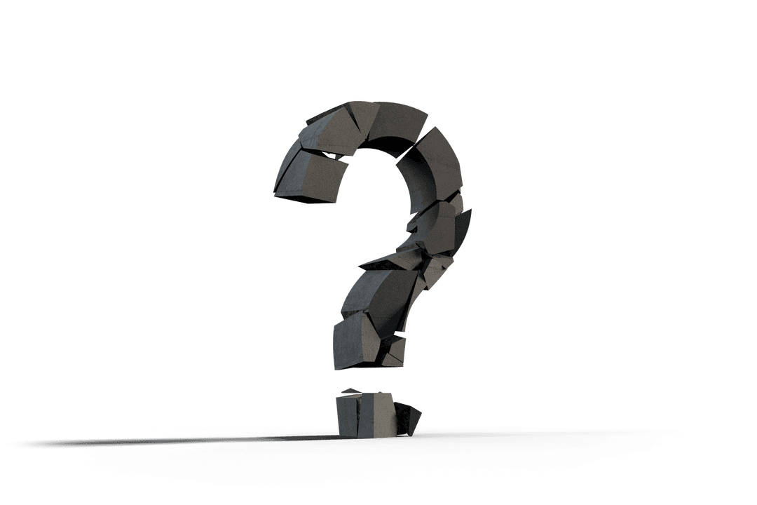 Transparent 3D Cracked Gray Question Mark Symbol