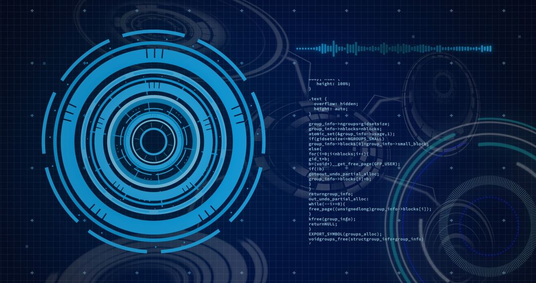 Futuristic Radar Interface with Digital Code Overlay