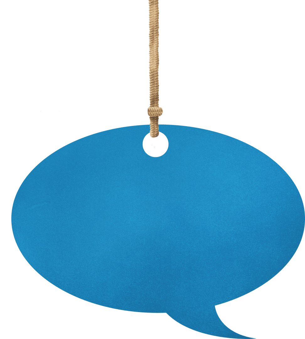 Transparent Blue Speech Bubble Hanging on String