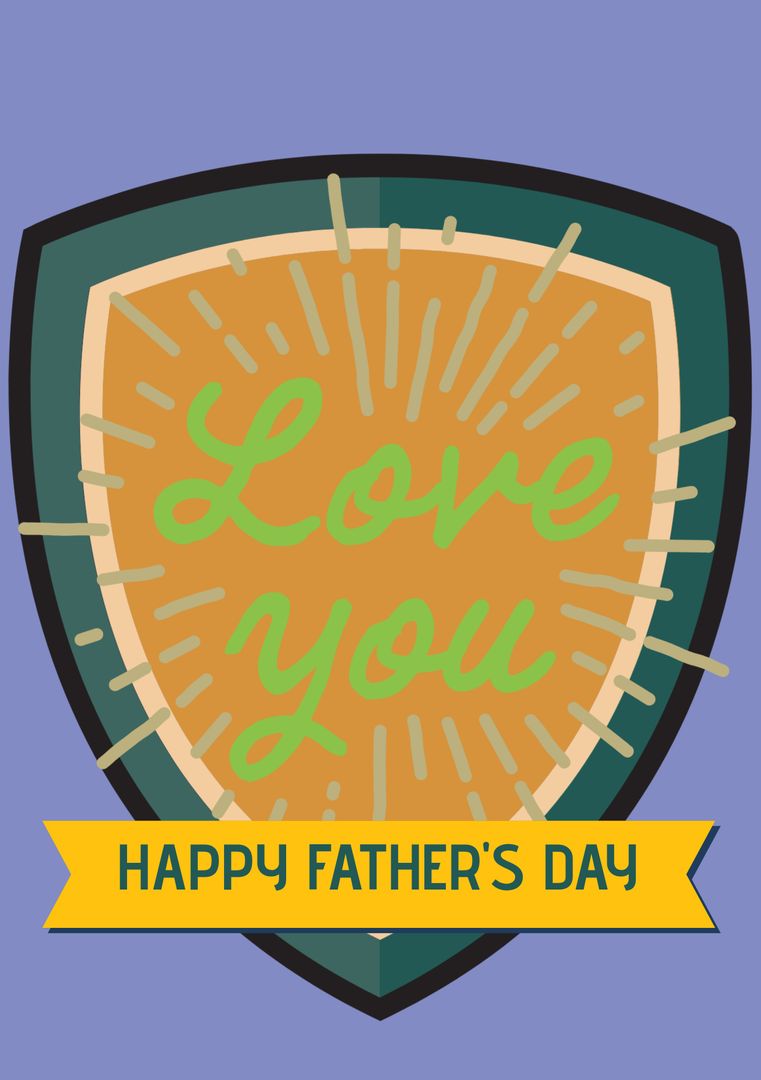 Happy Father's Day Shield Design with Love You Message - Download Free Stock Templates Pikwizard.com