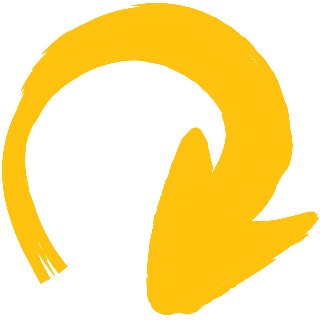 Yellow arrow on transparent background, direction indicator