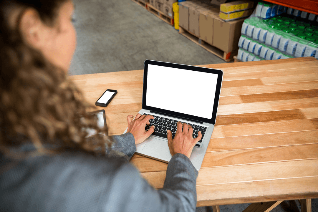 Transparent Laptop Display in Warehouse Work Environment