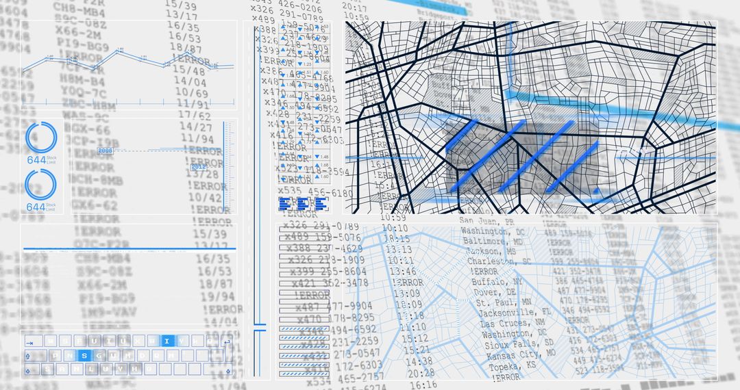 Digital Dashboard Featuring Urban Street Map Grid