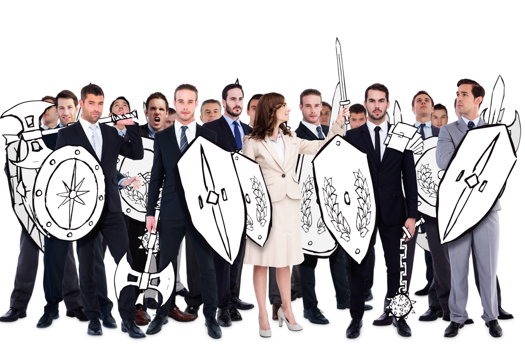 Transparent Businessmen and Businesswomen with Swords and Shields - Download Free Stock Images Pikwizard.com