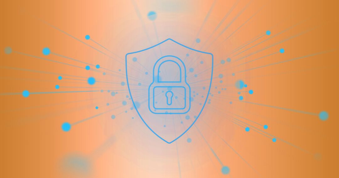 Digital Security Concept with Network and Padlock Over Orange