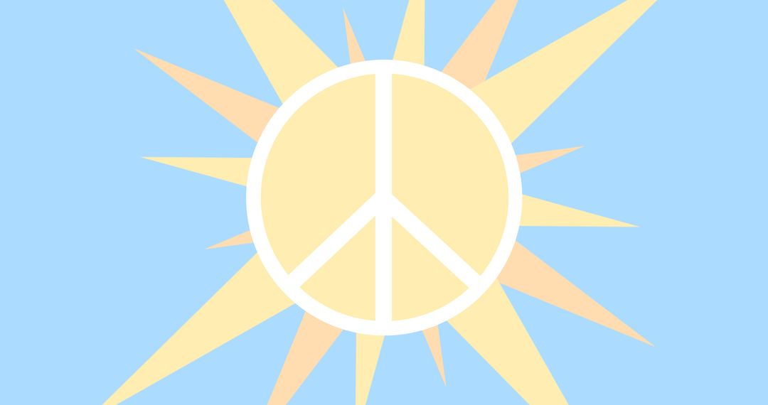 Peace Symbol Overlaying Yellow Sun on Blue Background - Free Images, Stock Photos and Pictures on Pikwizard.com