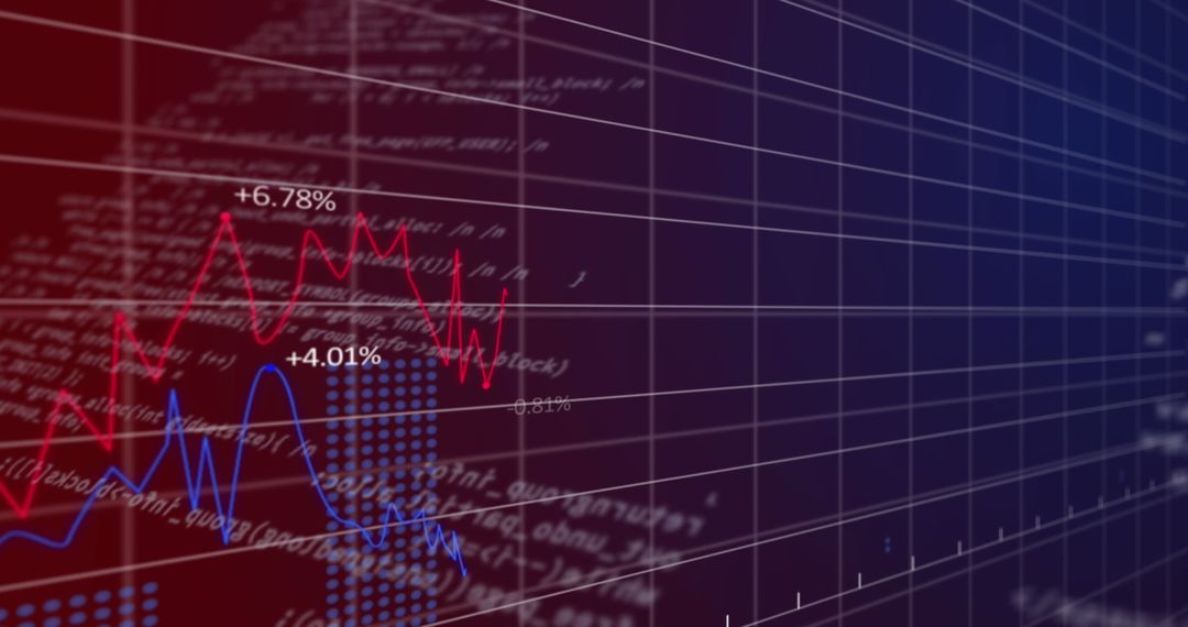 Statistical Data and Trends Over Digital Grid Overlay