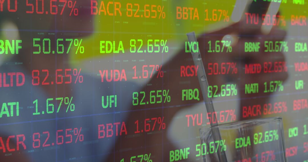Woman Using Smartphone Reflecting Stock Market Data Overlay