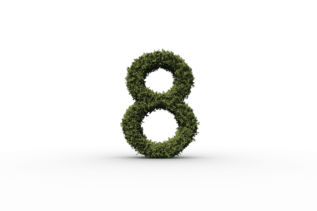 Grass Textured Number Eight on Transparent Background