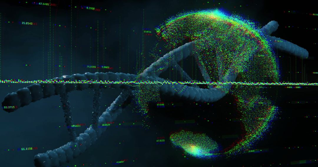 Futuristic DNA Helix in Data Space with Digital Visualization