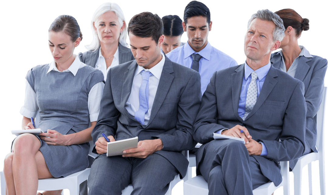 Transparent Business Team Taking Notes during Office Conference