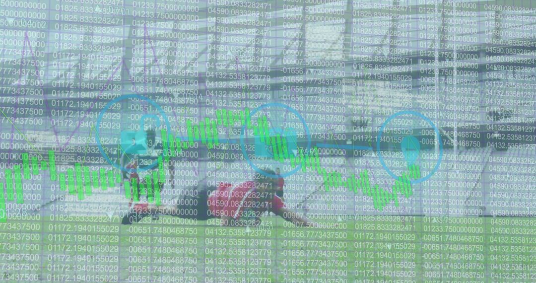 Digital Data Overlays with Rugby Players at Stadium