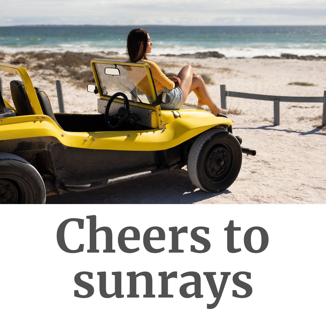 Woman Relaxing on Beach Buggy Enjoying Scenic View