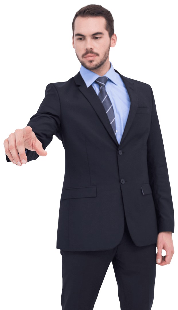 Transparent Businessman Reaching Forward Confidently