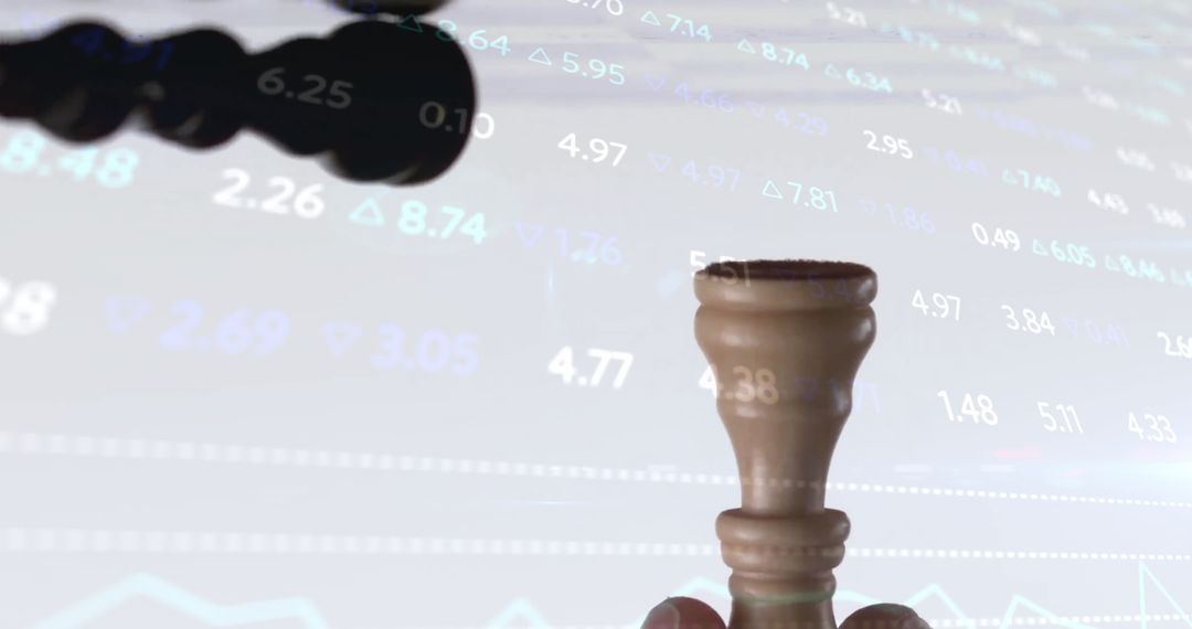 Strategic Thinking Concept with Chess Piece and Stock Market Data