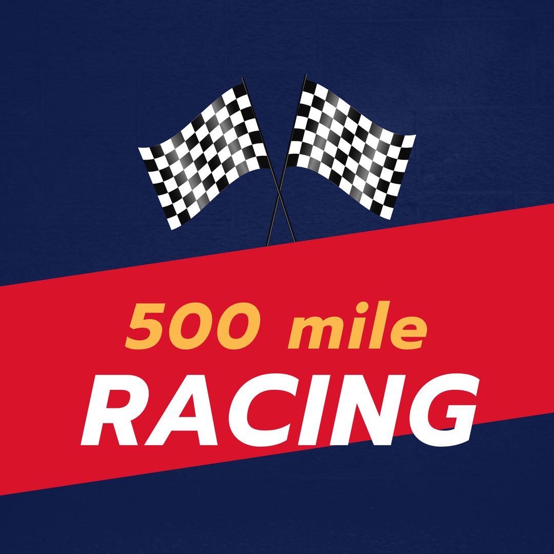 500 Mile Racing Event Poster with Chequered Flags
