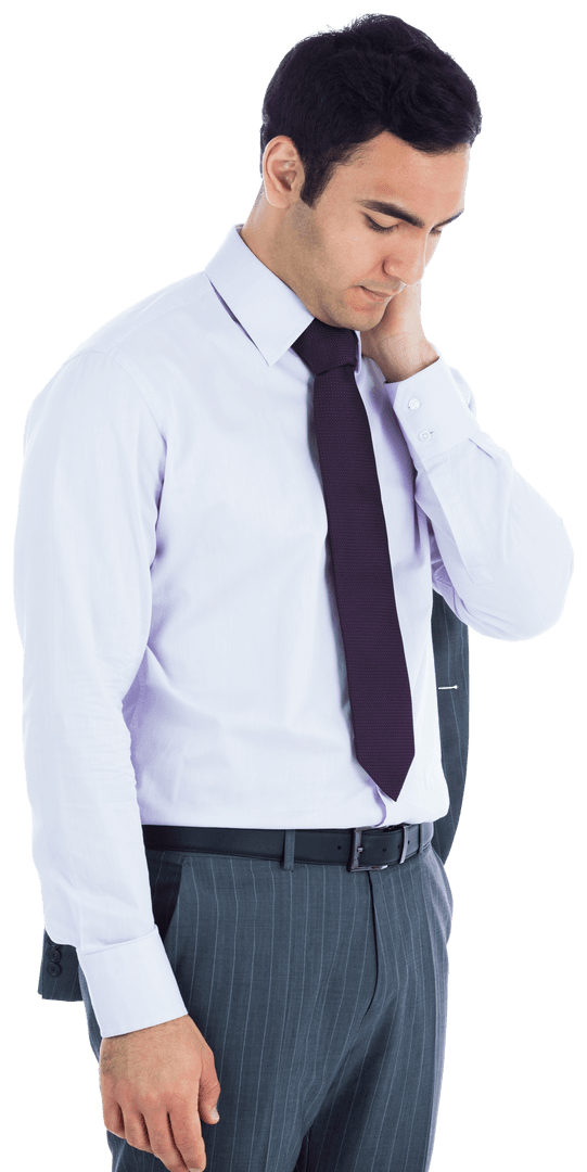Business Professional Posing on Transparent Background Looking Thoughtful