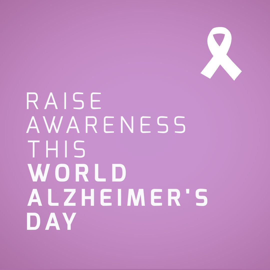 World Alzheimer's Day Awareness Ribbon On Purple Background