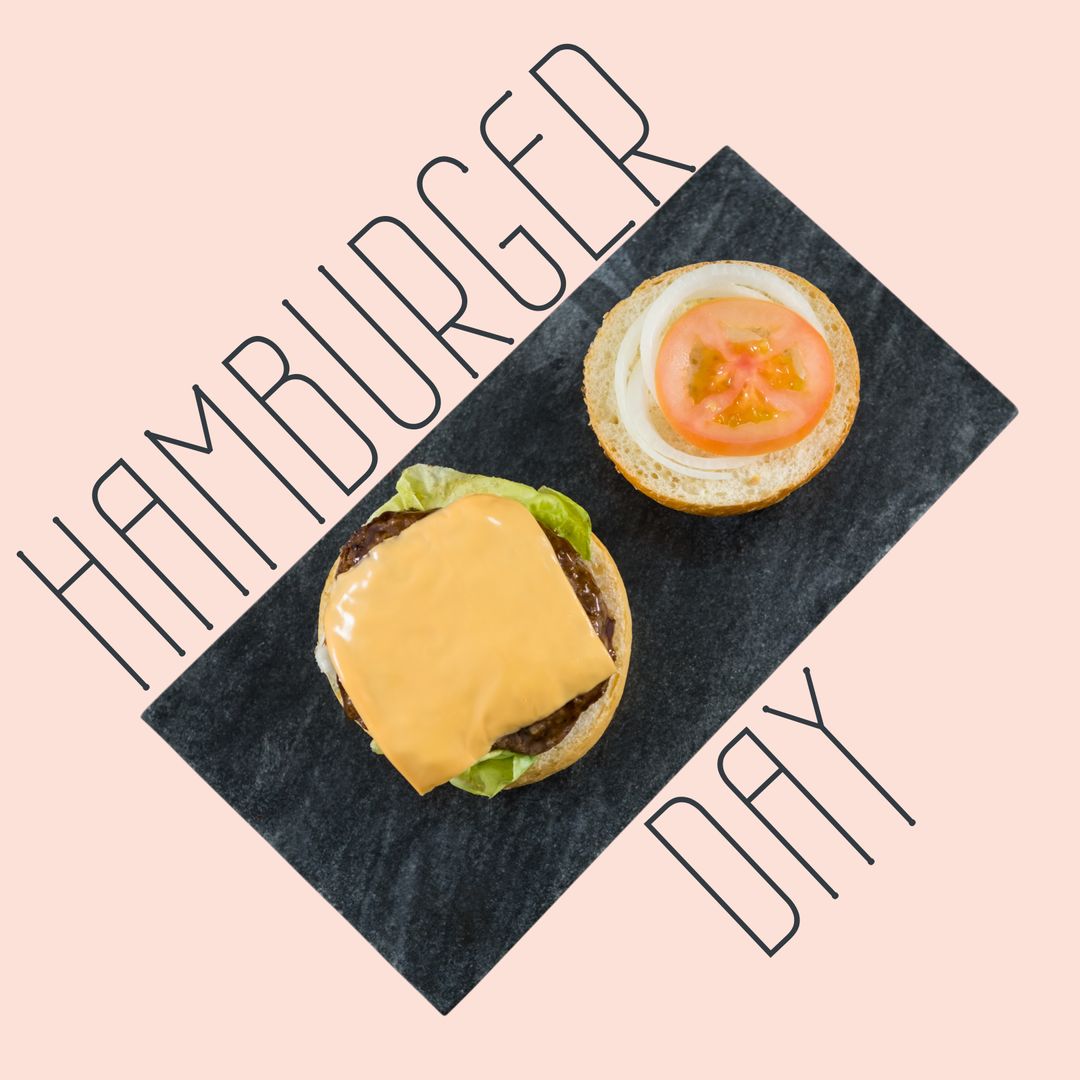 Delicious Cheeseburger with Toppings on Slate