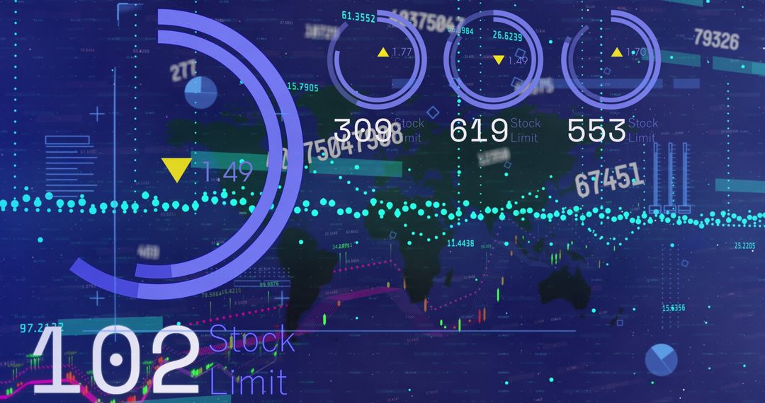 Futuristic Digital Finance Interface with Global Data Visualization