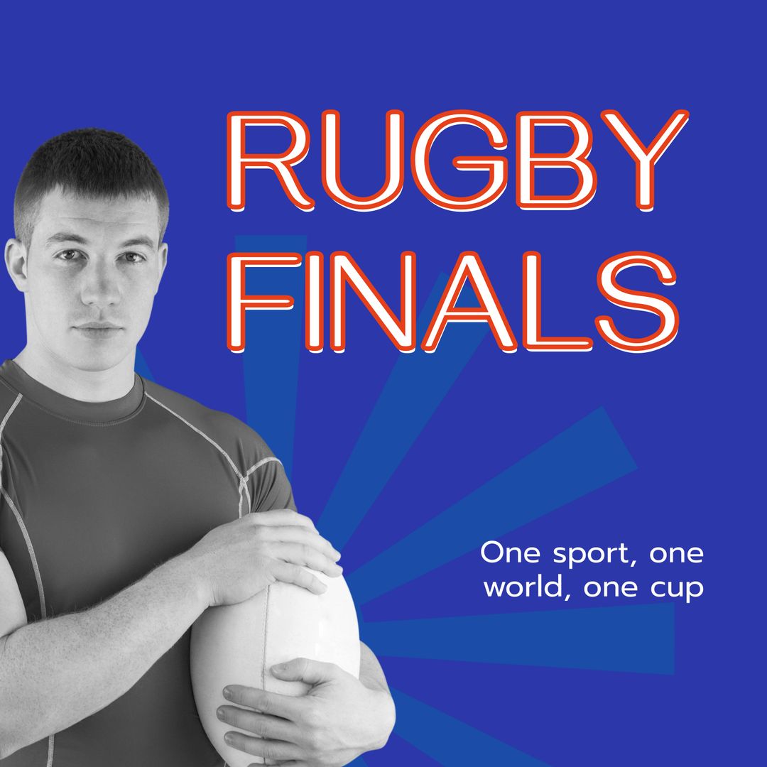 Male Rugby Player Holding Ball Promoting Rugby Finals - Download Free Stock Templates Pikwizard.com