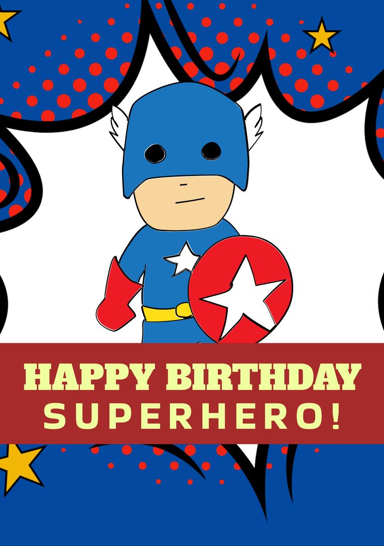 Colorful Superhero Birthday Card with Star Shield - Download Free Stock Templates Pikwizard.com