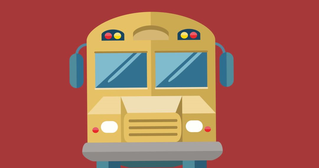 School Bus Icon with Red Background Illustration