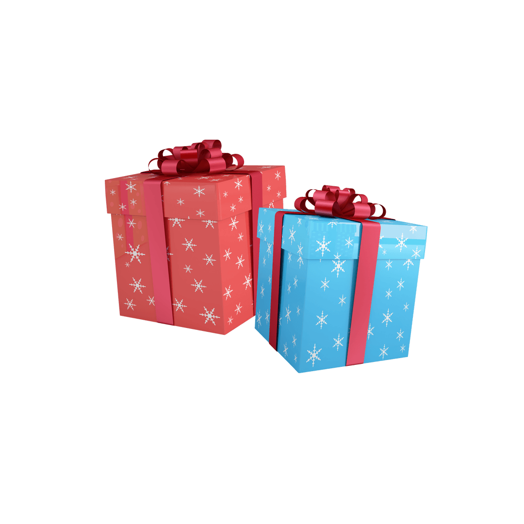 Christmas Gift Boxes with Snowflake Print Transparent PNG