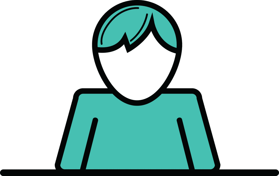 Minimalistic Digital Male Icon on Transparent Background