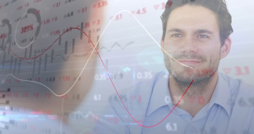 Financial Professional Analyzing Data with Futuristic Interface