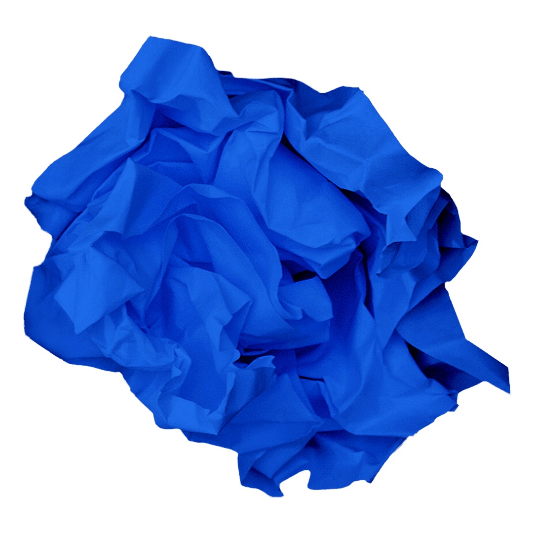 Blue Crumpled Paper Texture on Transparent Background