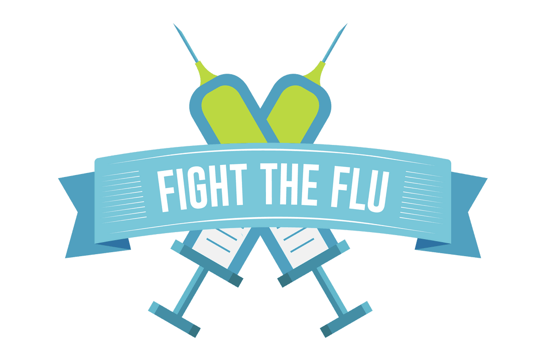 Fight the Flu Illustration with Syringes on Transparent Background