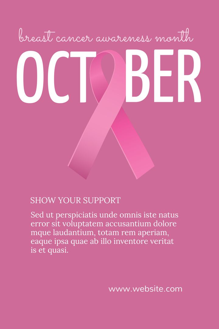 Breast Cancer Awareness Month October Pink Ribbon Support Message - Download Free Stock Templates Pikwizard.com