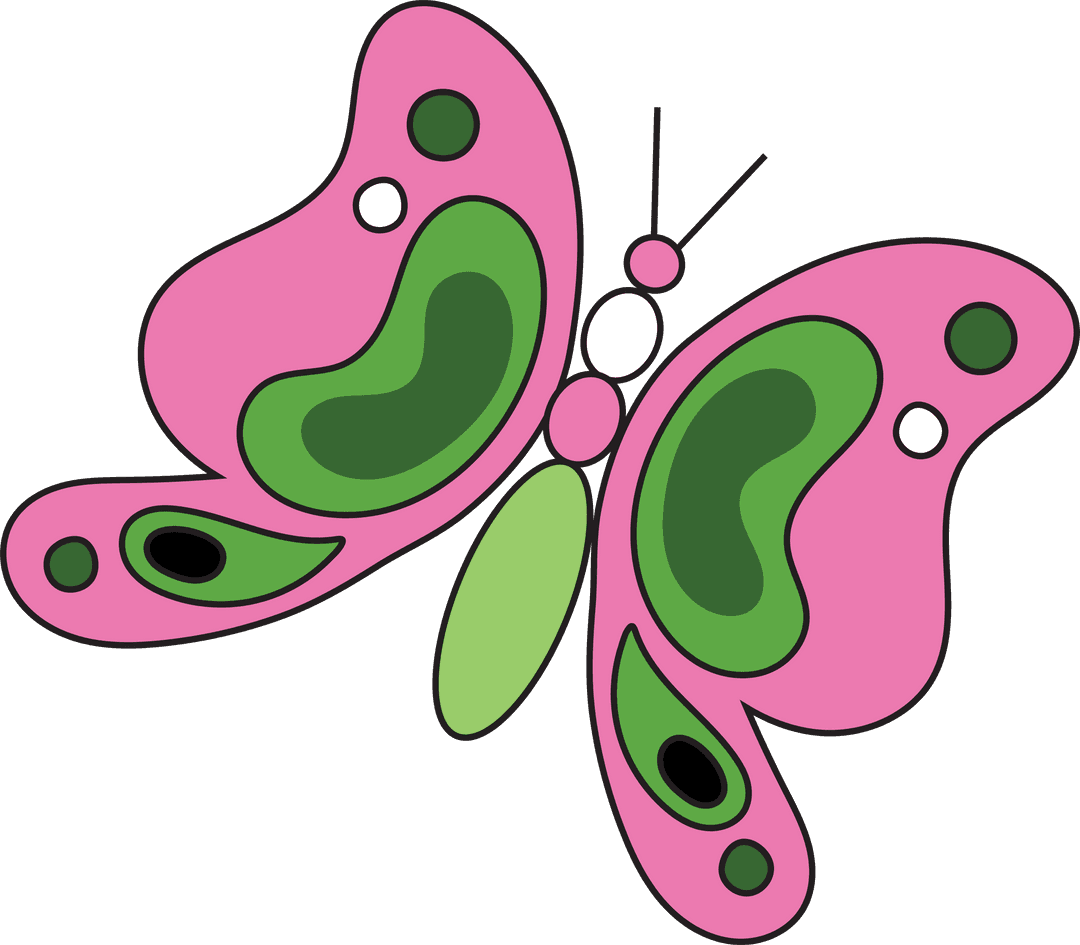 Whimsical Butterfly with Pink Wings Floating on Transparent Background